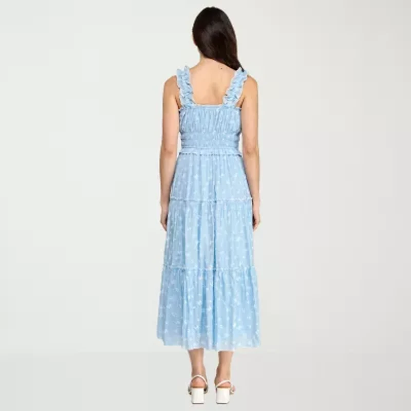 Trixxi Womens Juniors Sleeveless Floral A-Line Dress