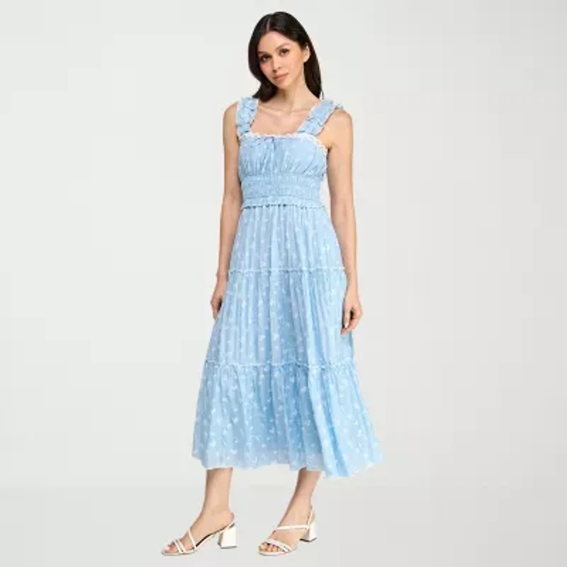 Trixxi Womens Juniors Sleeveless Floral A-Line Dress