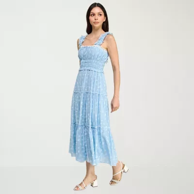 Trixxi Womens Juniors Sleeveless Floral A-Line Dress