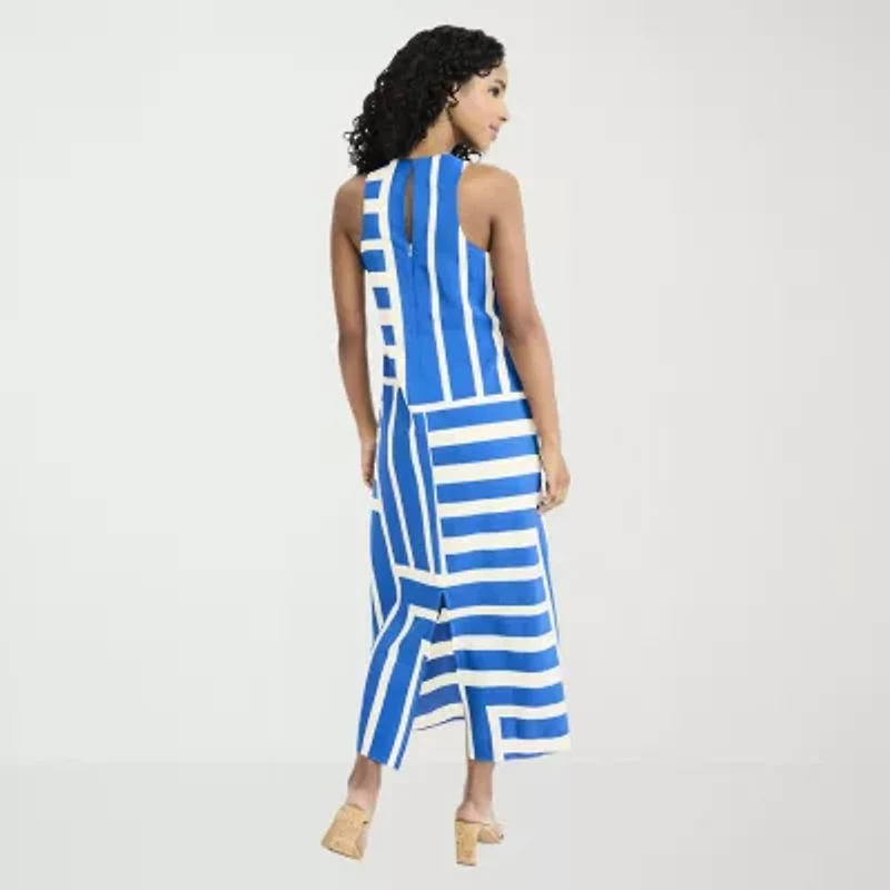 Clover And Sloane Womens Sleeveless Striped Maxi Dress