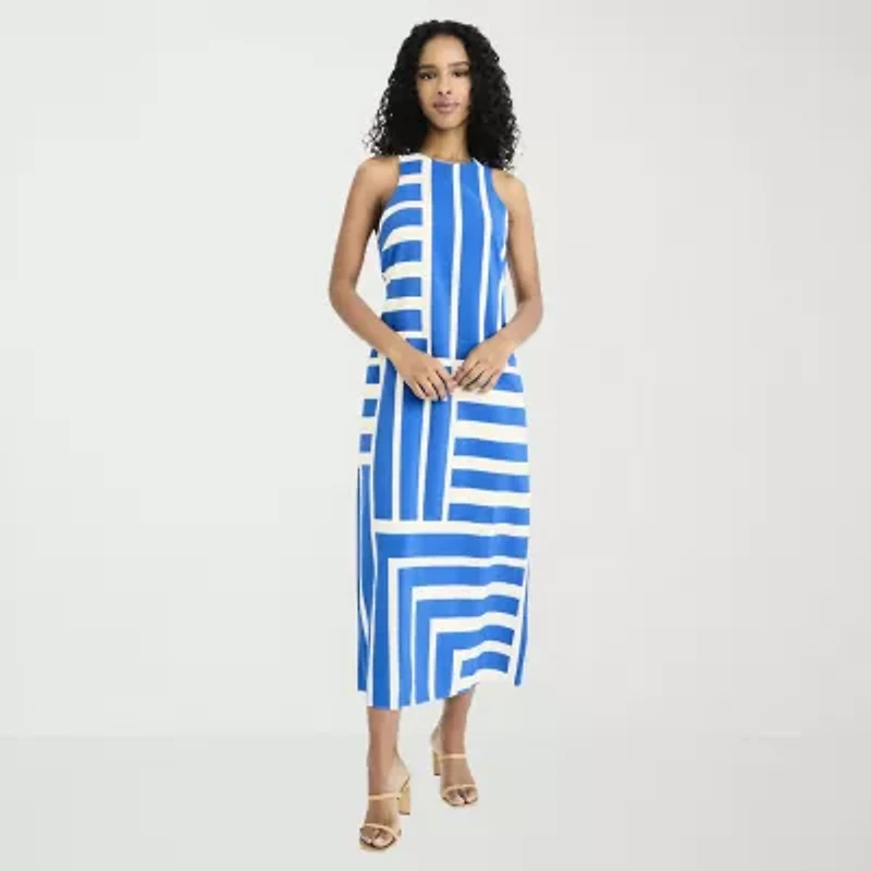 Clover And Sloane Womens Sleeveless Striped Maxi Dress