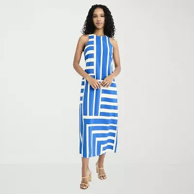 Clover And Sloane Womens Sleeveless Striped Maxi Dress