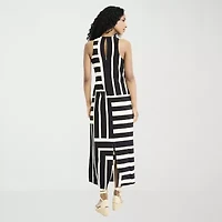 Clover And Sloane Womens Sleeveless Striped Maxi Dress