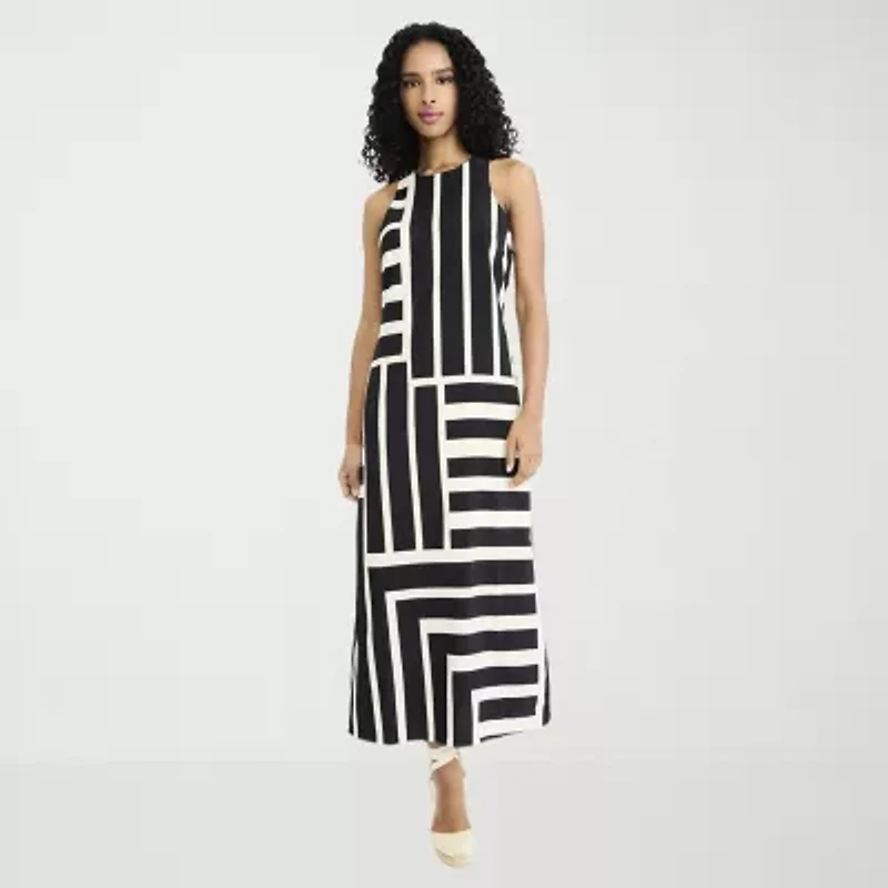 Clover And Sloane Womens Sleeveless Striped Maxi Dress