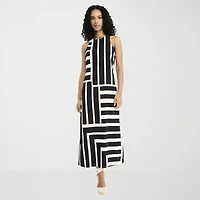 Clover And Sloane Womens Sleeveless Striped Maxi Dress