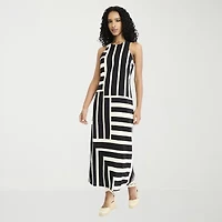 Clover And Sloane Womens Sleeveless Striped Maxi Dress