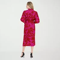 Clover And Sloane Womens Short Sleeve Midi Floral Shift Dress