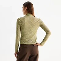 Worthington Womens Petite Turtleneck Long Sleeve Blouse