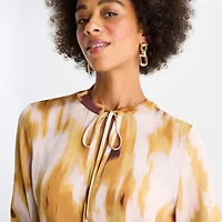 Worthington Womens Petite Split Crew Neck Long Sleeve Blouse