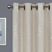 Max Blackout Lindley Linen Blend Embroidered Grommet Top 100% Single Curtain Panel