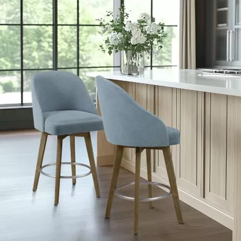 Madison Park Walsh Counter Stool Height Upholstered Swivel Bar