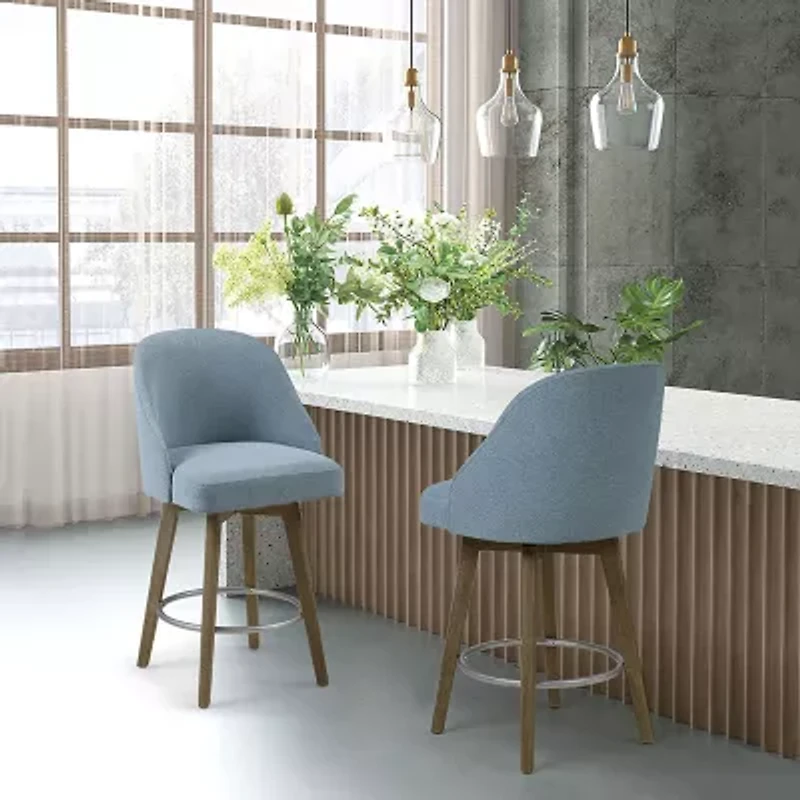 Madison Park Walsh Counter Stool Height Upholstered Swivel Bar