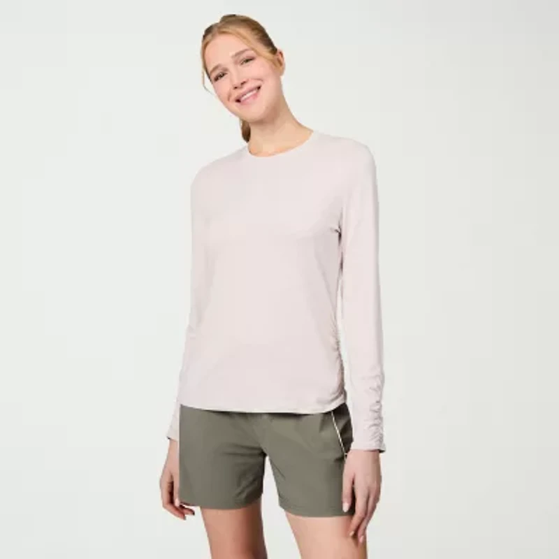 Free Country Womens Crew Neck Long Sleeve Stretch Fabric T-Shirt