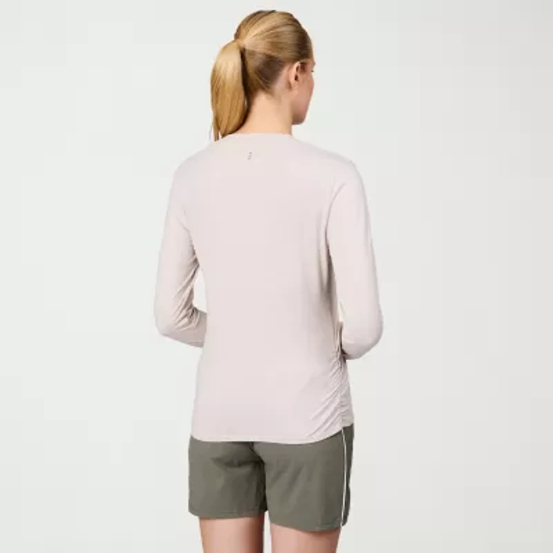 Free Country Womens Crew Neck Long Sleeve Stretch Fabric T-Shirt