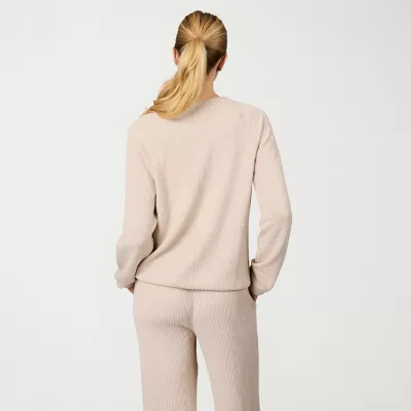 Free Country Womens V Neck Long Sleeve Rib Knit Pullover Sweater