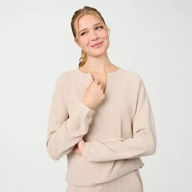 Free Country Womens V Neck Long Sleeve Rib Knit Pullover Sweater