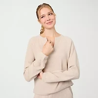 Free Country Womens V Neck Long Sleeve Rib Knit Pullover Sweater