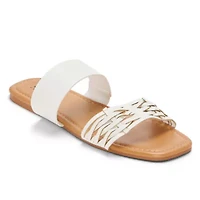 a.n.a Womens Dual Band Slide Sandals