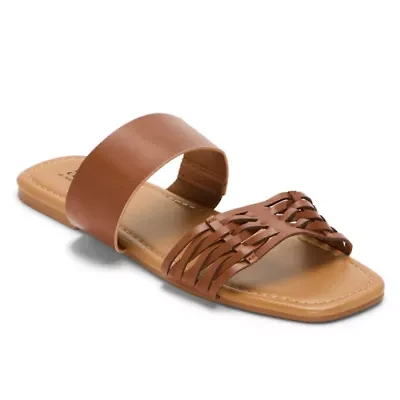 a.n.a Womens Dual Band Slide Sandals