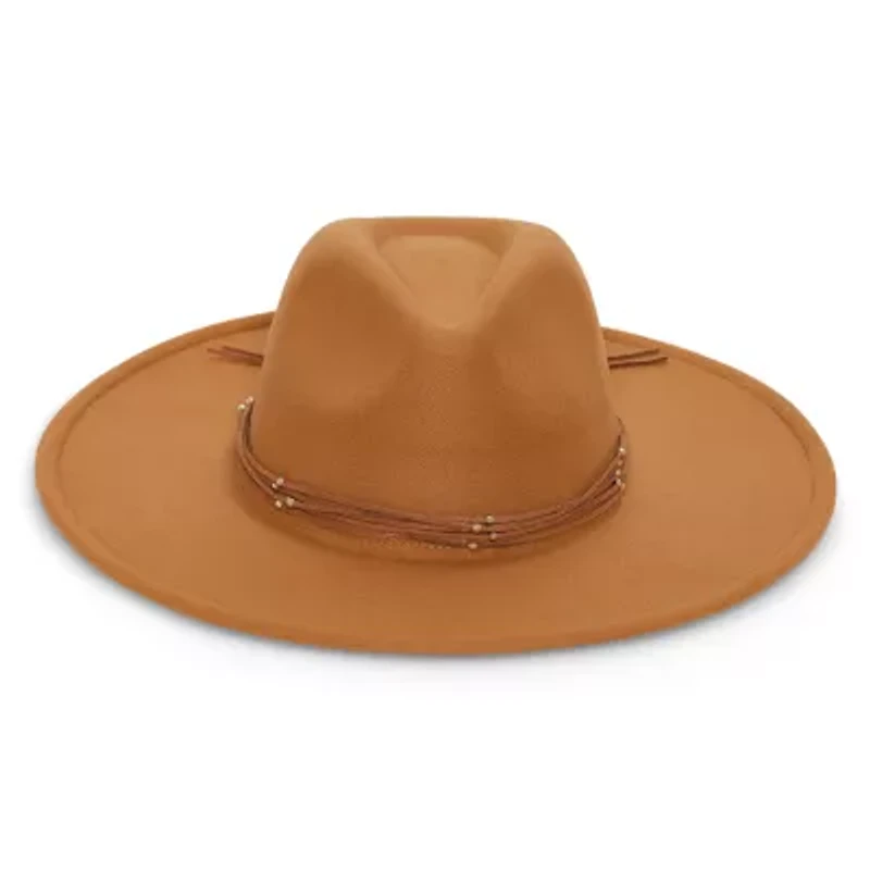 White Mountain Gold Stud Trim Womens Panama Hat