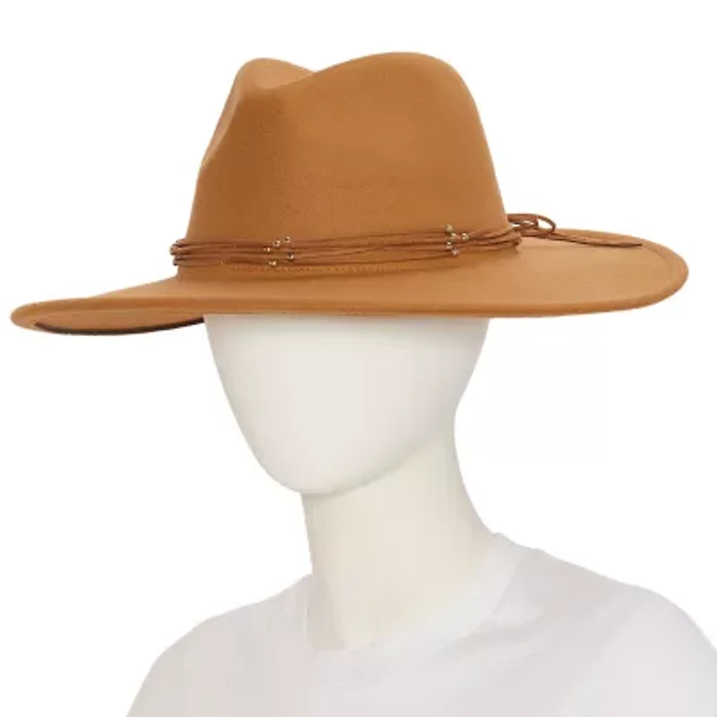 White Mountain Gold Stud Trim Womens Panama Hat