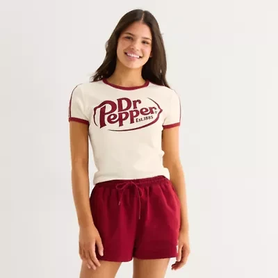 Dr Pepper Baby Womens Juniors Crew Neck Short Sleeve Graphic T-Shirt
