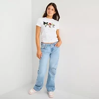 Hk X Ppg Aop Baby Tee Womens Juniors Short Sleeve Regular Fit Hello Kitty Graphic T-Shirt