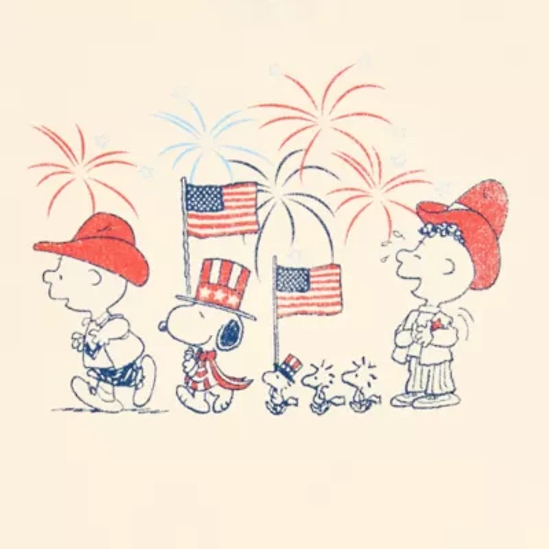 Womens Juniors Crew Neck Short Sleeve Regular Fit Peanuts Graphic T-Shirt