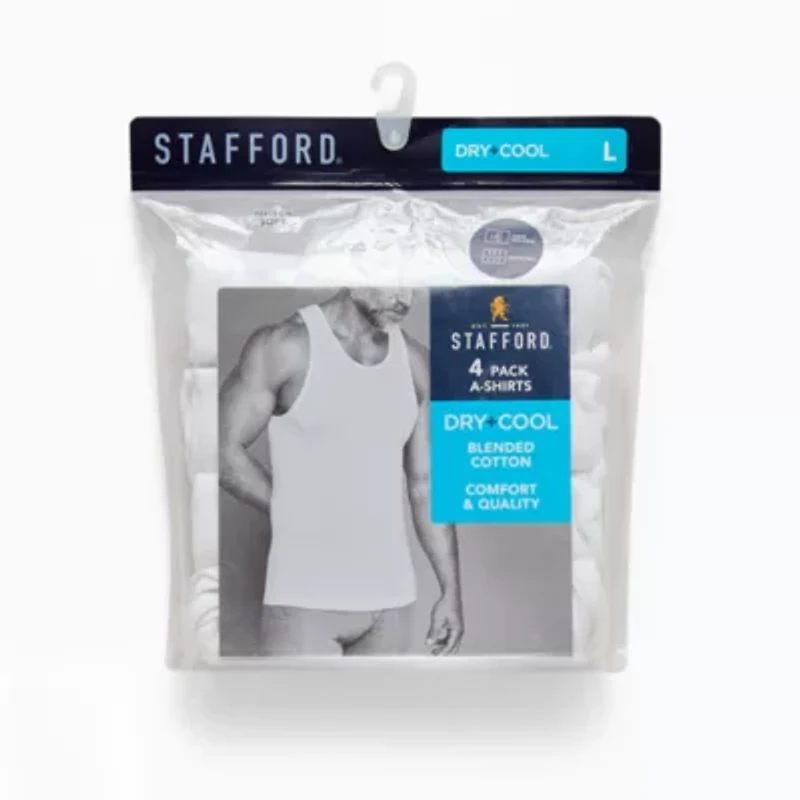 Stafford Dry + Cool Mens Round Neck Sleeveless Quick 4 Pack Tank
