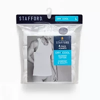 Stafford Dry + Cool Mens Round Neck Sleeveless Quick 4 Pack Tank