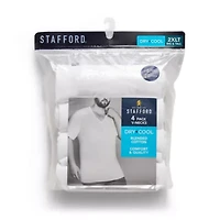 Stafford Dry + Cool Mens 4 Pack Short Sleeve V Neck Moisture Wicking T-Shirt