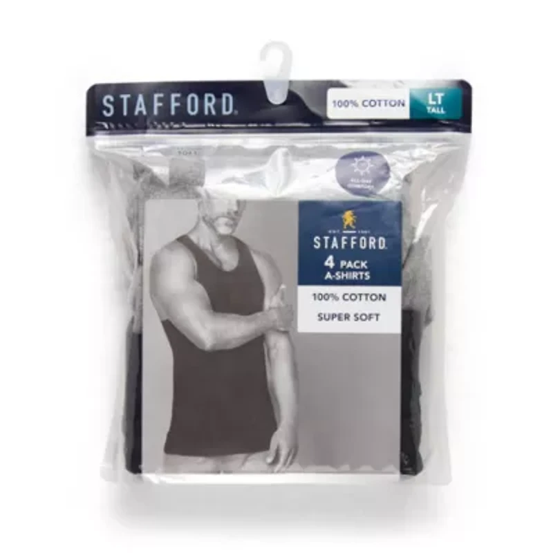 Stafford Super Soft Cotton Mens Round Neck Sleeveless 4 Pack Tank