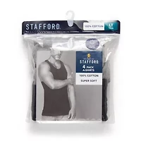 Stafford Super Soft Cotton Mens Round Neck Sleeveless 4 Pack Tank