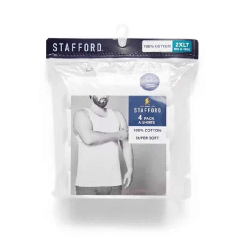 Stafford Super Soft Cotton Mens Round Neck Sleeveless 4 Pack Tank