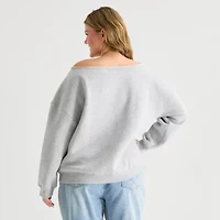 Forever 21 Womens Juniors Plus Asymmetrical Neck Long Sleeve Sweatshirt