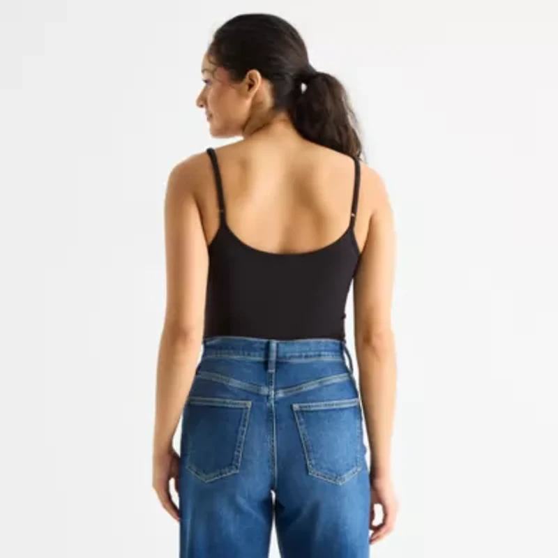 Arizona Womens Juniors Scoop Neck Short Sleeve Bodysuit