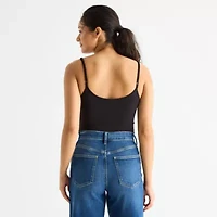 Arizona Womens Juniors Scoop Neck Short Sleeve Bodysuit