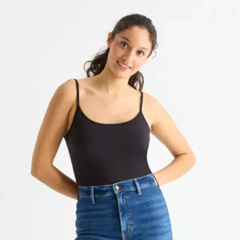 Arizona Womens Juniors Scoop Neck Short Sleeve Bodysuit