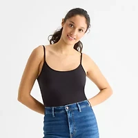 Arizona Womens Juniors Scoop Neck Short Sleeve Bodysuit