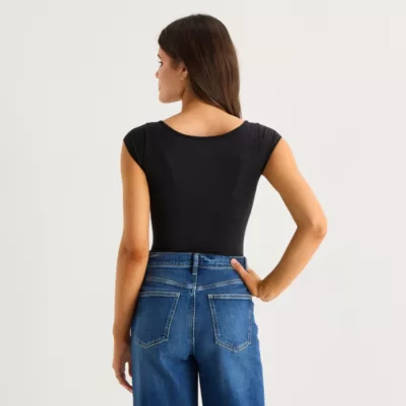 Arizona Womens Juniors Scoop Neck Sleeveless Bodysuit