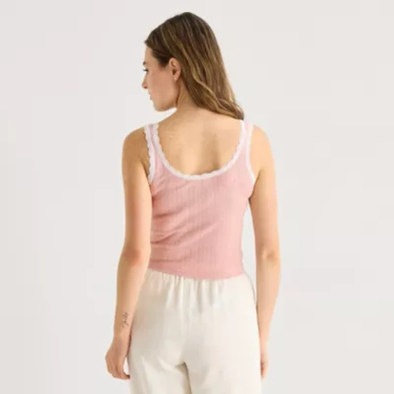 Arizona Womens Juniors Scoop Neck Sleeveless Tank Top