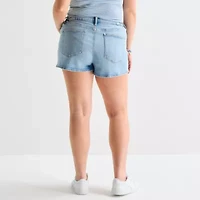 Arizona Curvy Womens 2 1/2" Mid Rise Juniors Plus Denim Short