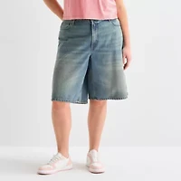 Arizona Womens 12 1/4" Low Rise Juniors Plus Denim Short