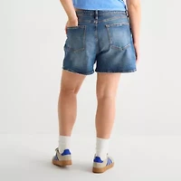 Arizona Womens 5" Mid Rise Juniors Plus Denim Short