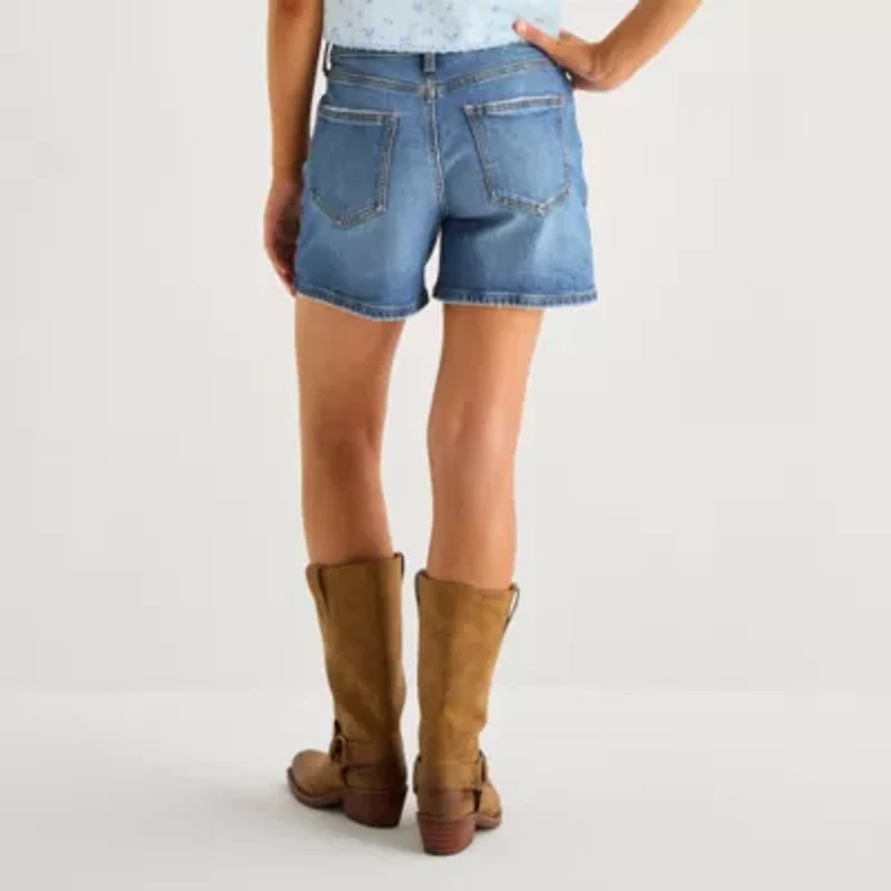 Arizona Womens Mid Rise Juniors Denim Short