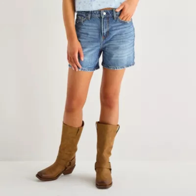 Arizona Womens Mid Rise Juniors Denim Short