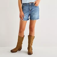 Arizona Womens Mid Rise Juniors Denim Short