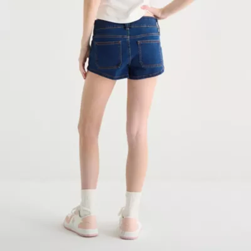 Arizona Womens Low Rise Juniors Plus Denim Short