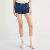 Arizona Womens Low Rise Juniors Plus Denim Short