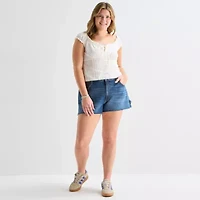 Arizona Womens 2" Low Rise Juniors Plus Denim Short